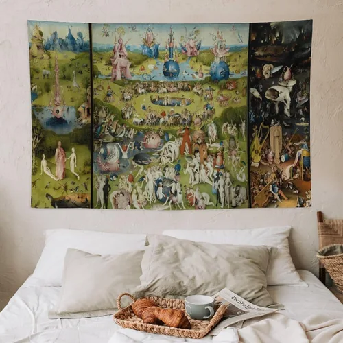 Miniatura 7 de Hieronymus Bosch Hieronymus Tapiz de pintura de fama mundial, tapiz de poliéster para decoración del hogar, dormitorio, decoración moderna, tapices