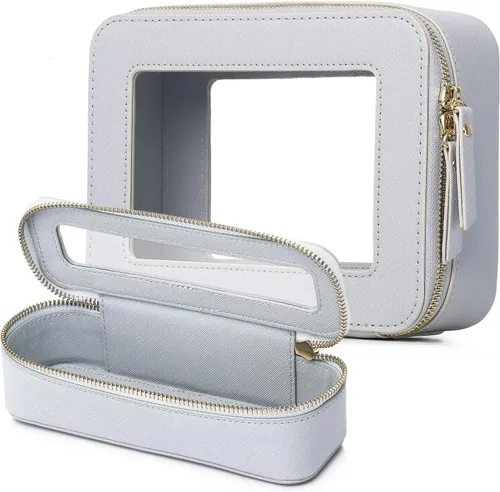 Miniatura 44 de Pinkmik Pequeña bolsa de maquillaje transparente, mini estuche para cosméticos, bolsa de aseo impermeable con cremallera, organizador de bolsos