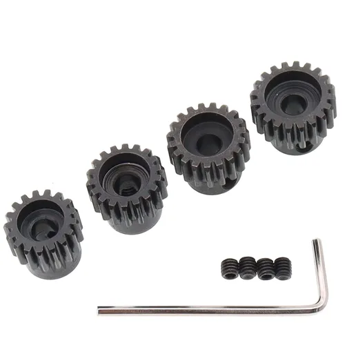 Miniatura 3 de Juego de 4 engranajes de piñón de acero metálico 32P 0.197 in 17T 18T 19T 20T con llave hexagonal para autos RC (compatible con paso métrico de 0.8)