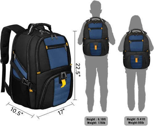 Miniatura 7 de YOREPEK 18.4 Mochila para laptop, mochilas grandes con puerto de carga USB, mochila de fin de semana aprobada para vuelos de TSA, con correa de Roy