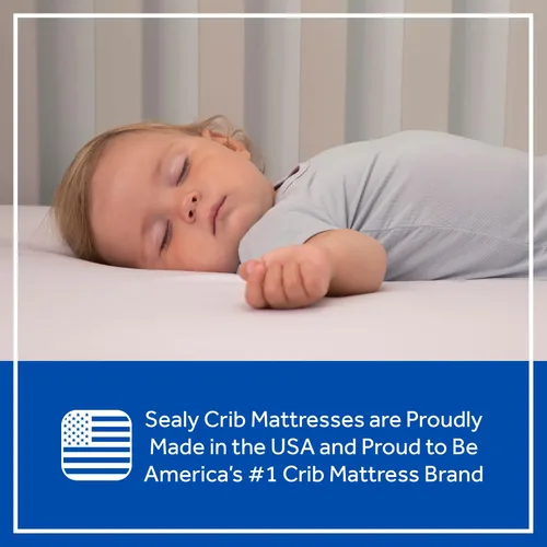Miniatura 13 de Sealy Baby Colchón impermeable para cuna con soporte de postura de mariposa, ajuste de cama para niños pequeños, espuma americana premium,