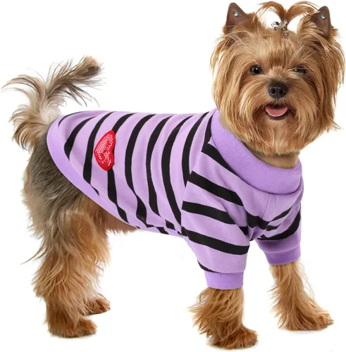 Miniatura 28 de Camiseta a rayas para perros y gatos, chaleco de algodón para primavera, verano, para mascotas, adecuada para mascotas pequeñas y medianas y Amarillo