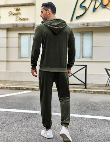 Miniatura 3 de COOFANDY Conjunto deportivo de 2 piezas para hombre, sudadera de manga larga con capucha, traje deportivo para deportes, casual, fitness, trotar