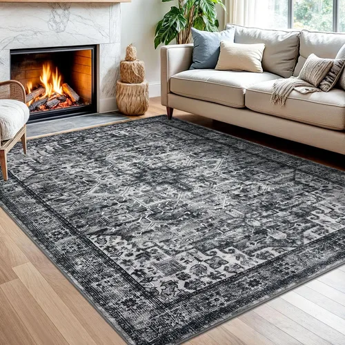 Miniatura 47 de SIILOOM Alfombra lavable de 2 x 3 pies, alfombra suave color taupe ceniza para entrada, tapete antideslizante para puerta de interior, tapete