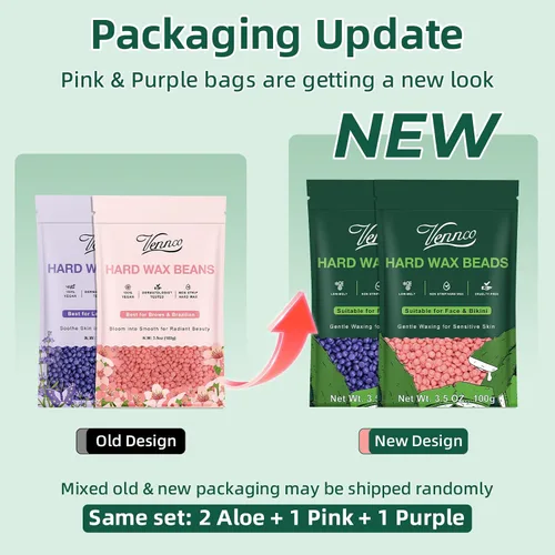 Miniatura 8 de Kit de perlas de cera dura Vennco para depilación, 36 piezas de perlas de cera para todo el cuerpo, cara y bikini brasileño, aloe, lavanda, flor