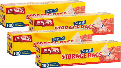 Bolsas de almacenamiento de plástico desechables con lazo giratorio original, tamaño de 1 galón, 400 bolsas, ideales para el hogar, oficina,