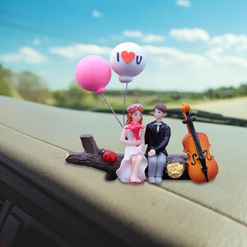 Miniatura 4 de Decoración de coche, lindas parejas de dibujos animados, figuras de acción, parejas de dibujos animados en miniatura, adorno de globo, para niñas