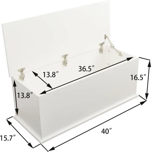 Miniatura 2 de Lestar Baúl de almacenamiento de 40 pulgadas, baúl de almacenamiento grande, baúl de madera, organizador de caja de juguetes (blanco)