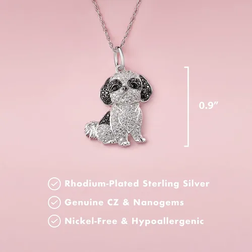 Miniatura 4 de SCAMPER & CO Collar con colgante de raza de perro para mujeres y niñas, dije de cachorro de piedra preciosa auténtica y circonita cúbica, regalo