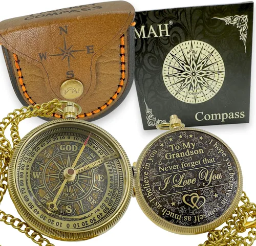 Miniatura 11 de Brass Compass Gift to My Son Never Forget I Love You, Sentimental Keepsake from Mom Dad Grandparents, Inspirational Guidance Compass Gift for Son