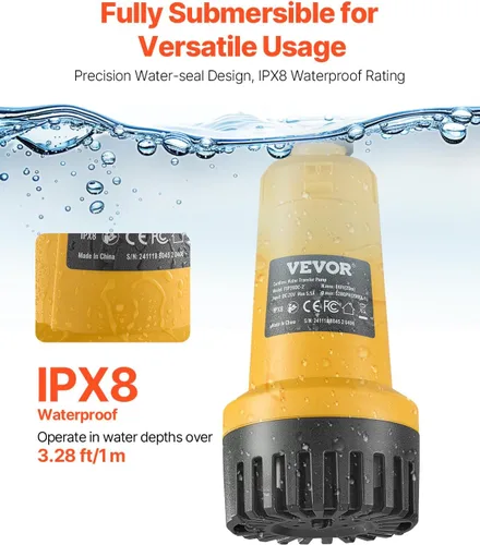 Miniatura 3 de VEVOR Bomba sumergible inalámbrica de transferencia de agua, 528 GPH, bomba de sumidero portátil con manguera de jardín G3/4 pulgadas, compatible