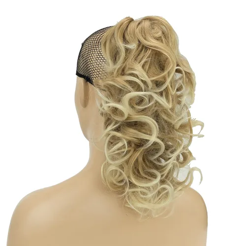 Miniatura 3 de IMISSU Extensiones de cabello rizado desordenado, cola de caballo con clip de cola de caballo (rubio playa)