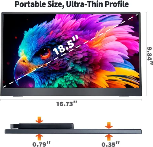 Miniatura 10 de Monitor portátil grande de 18.5 pulgadas para laptop, 120Hz 1080P FHD IPS portátil, pantalla de viaje secundaria para/teléfono/Xbox PS4/5, 125%