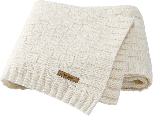 Miniatura 14 de LAWKUL Mantas de bebé con cable de punto, manta suave y aireada para recién nacidos, bebé, para envolver, beige neutro, para cuna, cochecito, 40"x30