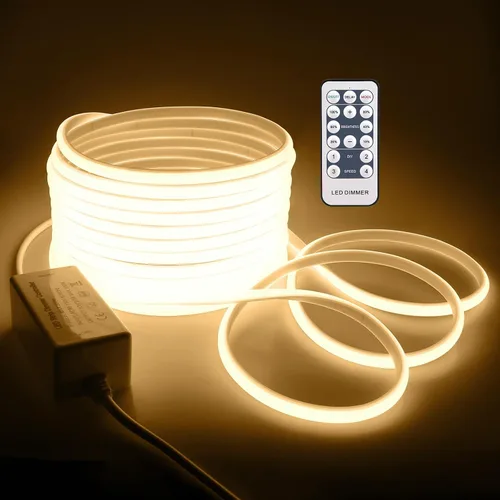 Miniatura 12 de Tira de luces LED COB de 5 M para dormitorio, 16.4 pies, luces LED de cuerda para exteriores, impermeable, blanco cálido, CA de 110 V ~ 120 V