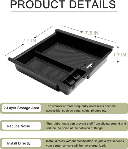 Miniatura 5 de JDMCAR Bandeja organizadora de consola central compatible con accesorios Toyota Tacoma 2016-2022 2023, contenedor de inserción de reposabrazos, caja