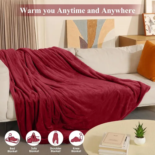 Miniatura 6 de COZYTY Manta eléctrica tamaño completo, manta térmica de franela súper suave y acogedora con 6 niveles de calefacción y 1-10 horas de apagado