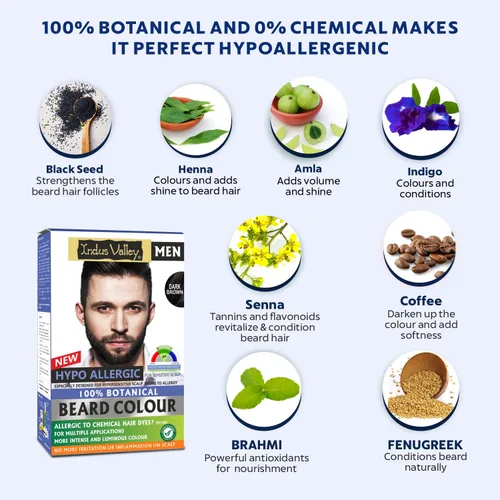 Miniatura 4 de Indus Valley 100% botánica Hypo Allergic - Color de barba para hombres (marrón oscuro)