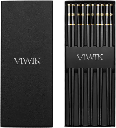 Miniatura 8 de VIWIK 5 pares de palillos reutilizables de primera calidad, palillos antideslizantes de fibra de vidrio, aptos para lavavajillas, resistentes al