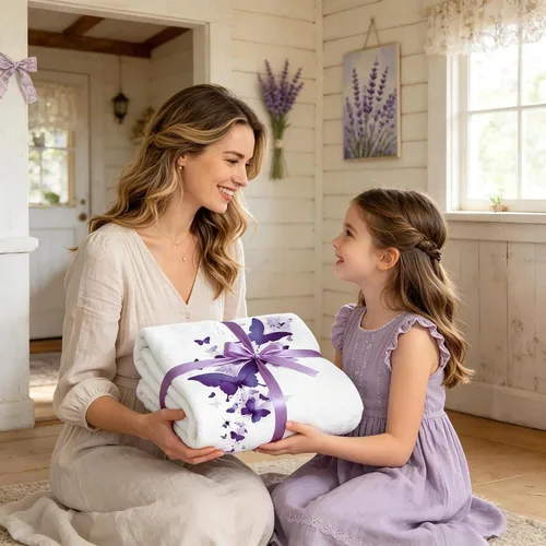 Miniatura 2 de Manta de mariposa morada para niñas y niños, regalos de mariposa de cumpleaños de primavera para hija nieta, manta de franela suave para cama