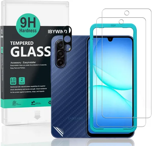 Miniatura 11 de Ibywind Paquete de 2 protectores de pantalla para Samsung Galaxy A14 5G/A14 4G (6.6 pulgadas) + 1 protector de lente de cámara + 1 película trasera