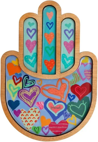 Miniatura 3 de Yair Emanuel - Colgante de pared colorido Hamsa para colgar en la pared, diseño vibrante pintado a mano de 9 pulgadas (Jerusalem HAX-2)