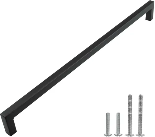 Miniatura 16 de Modket Paquete de 1 manija cuadrada europea para gabinete de acero inoxidable 304 de 2 pulgadas, pomo negro mate
