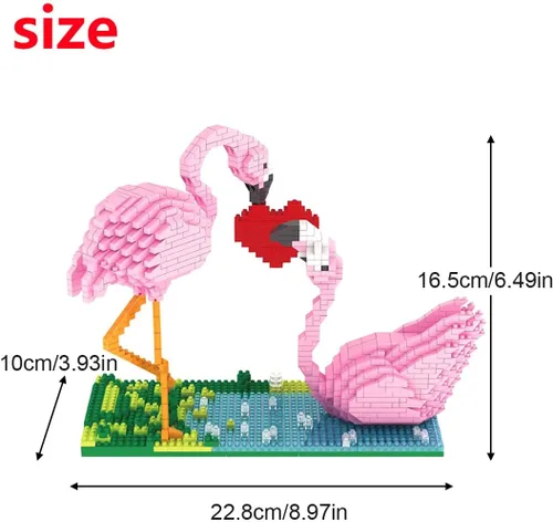 Miniatura 2 de Mini bloques de construcción Larcele de perros, ladrillos de juguete para construir mascotas, 950 piezas KLJM-02, Flamingo