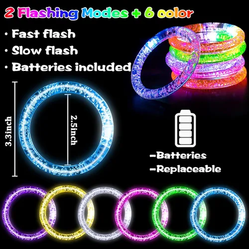 Miniatura 3 de AMENON Paquete de 24 pulseras LED que brillan en la oscuridad, recuerdos de fiesta del 4 de julio, suministros de fiesta para niños, pulseras