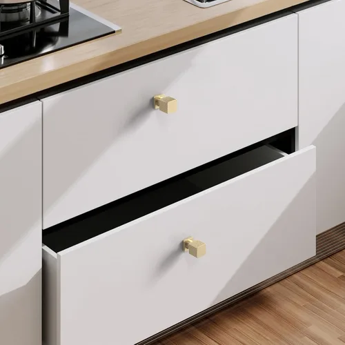 Miniatura 4 de 9BUILD Paquete de 10 pomos dorados cepillados de 1.1 pulgadas para gabinetes de cocina, perillas cuadradas de cocina para armarios, pomos dorados