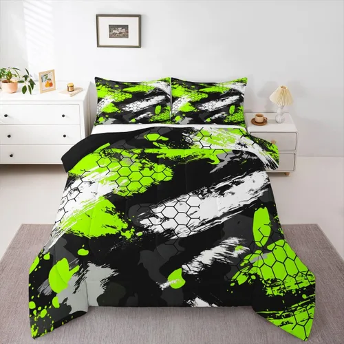 Miniatura 21 de Juego de edredón de camuflaje para niños, tamaño individual, para niños y niñas, juego de ropa de cama ligero con estampado de camuflaje militar