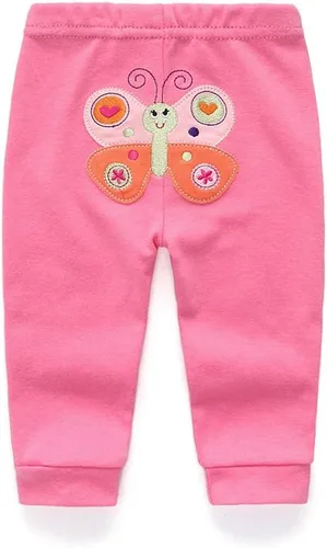Miniatura 3 de Paquete de 4 pantalones unisex de algodón para bebé recién nacido, leggings casuales bordados de 0 a 24 meses para niños y niñas