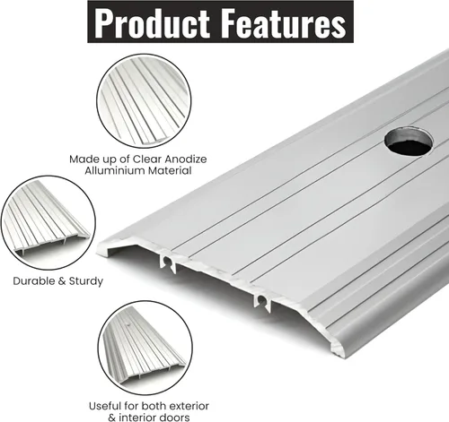 Miniatura 2 de KC Hardware - Umbral de puerta de aluminio, silla de puerta, tira de transición de metal para pisos, extensión de umbral de puerta, umbrales