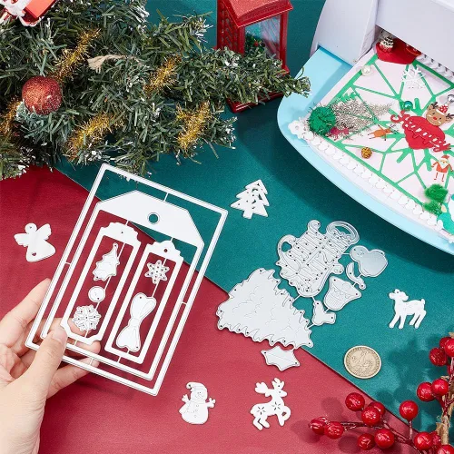 Miniatura 4 de INFUNLY Troqueles de corte de palabras de Feliz Navidad para árbol de Navidad, troqueles de metal para hacer tarjetas, copos de nieve, campanas