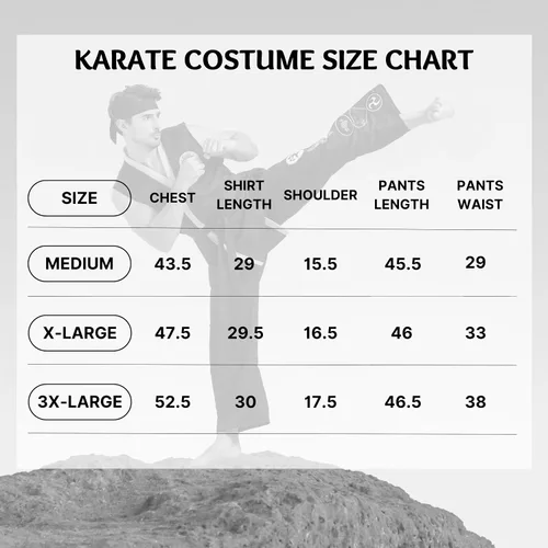 Miniatura 6 de Disfraz de karate para hombre, de lujo, talla grande, conjunto de uniforme de karate Gi de Halloween, con diadema de cinturón negro, unisex