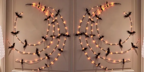Miniatura 2 de LITBLOOM Guirnalda de Halloween con luces de 6 pies, 80 luces de hadas naranjas y blancas cálidas, guirnalda negra iluminada, funciona
