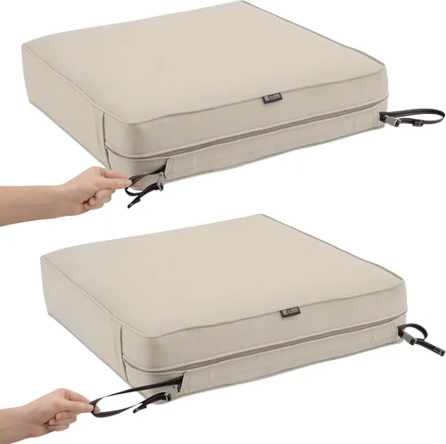 Miniatura 5 de Classic Accessories Montlake - Funda deslizante para cojín de asiento rectangular resistente al agua de 21 x 19 x 5 pulgadas para exteriores, funda
