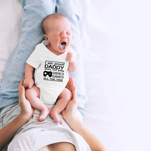 Miniatura 16 de CBTwear Proof Daddy Does Not Play Video Games All the Time – Ropa de bebé – Divertido body para recién nacido para niños y niñas