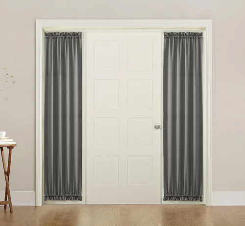 Miniatura 108 de Sun Zero Barrow - Panel de cortina para puerta con bolsillo para barra, de eficiencia energética, 54" x 72", color moca Marrón Mocha