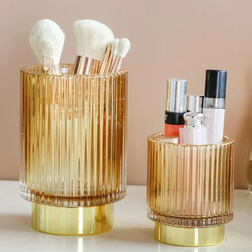Miniatura 7 de Amber Large Glass Brush Holder Thickened Cosmetic Brush Cup Makeup Organizer Storage Container for Vanity Table, Makeup Storage Organizer for Home
