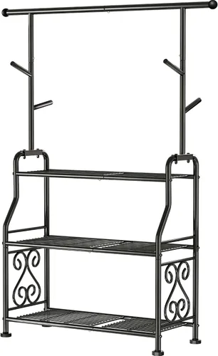 Miniatura 8 de GIOTORENT Soporte para plantas de interior, estante de metal resistente de 3 niveles para patio e interior, soporte alto para plantas que sostiene