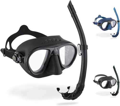 Cressi Máscara y esnórquel diseñados desde apnea y buceo - Sistema antivaho y máscara de bajo volumen - Snorkel flexible y plegable - Calibro y