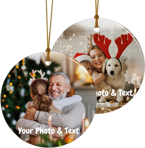 Miniatura 15 de Adornos de Navidad personalizados, adorno con foto personalizada, nuestro primer árbol de Navidad colgante 2024, decoración regalo para Navidad
