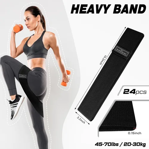 Miniatura 2 de 24 piezas de bandas de resistencia de tela para entrenamiento Bandas de ejercicio de fuerza para mujeres y hombres Bandas de resistencia elásticas