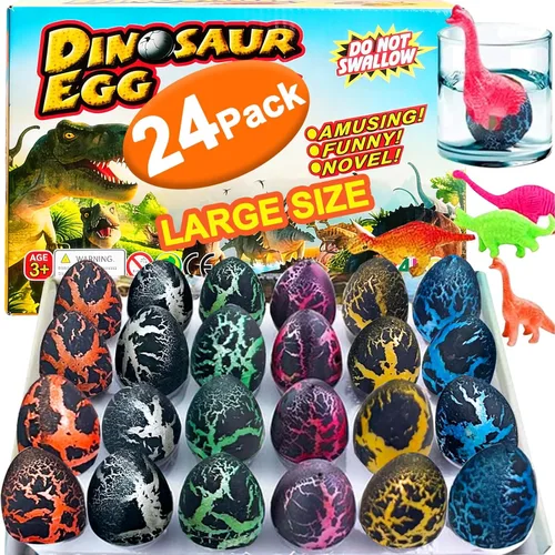 24 huevos grandes de dinosaurio para incubar, recuerdos de fiesta de cumpleaños, regalos de fiesta de cumpleaños para niños pequeños, premios de