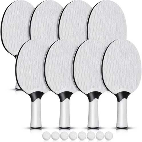 Miniatura 8 de Junkin Juego de 8 palas de tenis de mesa, juego de raquetas profesionales de goma compuesta portátil, raquetas de tenis de mesa con 8 pelotas