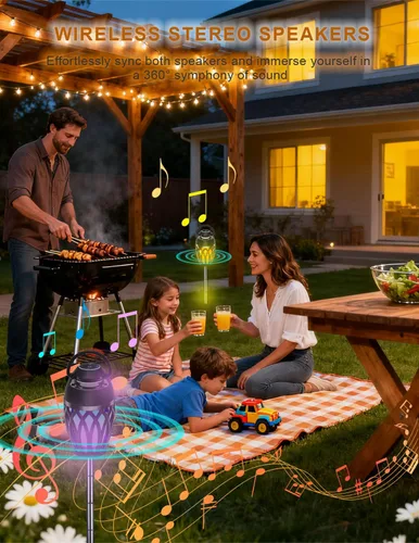 Miniatura 6 de Altavoces Bluetooth mejorados para exteriores, altavoz portátil impermeable IPX6 con luces de llama LED RGB, artilugio para papá, sonido estéreo HD