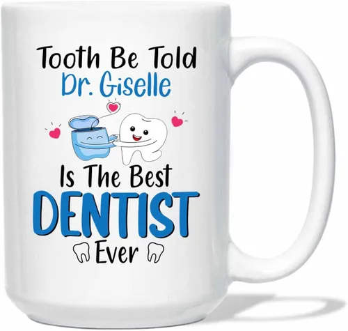 Miniatura 27 de Taza de café blanca personalizada para dentista ortodoncista de 11 onzas, 15 onzas, un dentista verdaderamente genial es difícil de encontrar