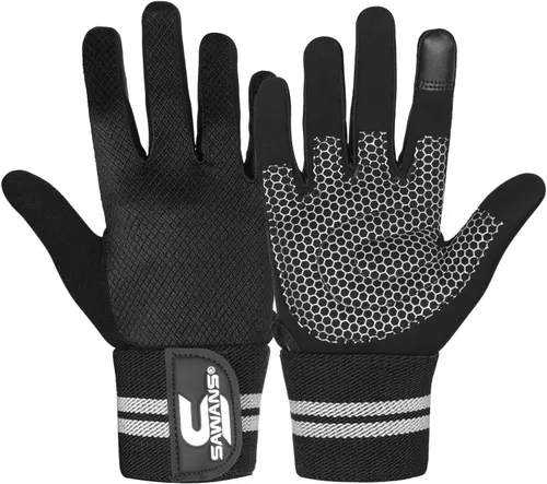 Miniatura 8 de SAWANS Guantes de levantamiento de pesas Gimnasio Entrenamiento Fitness Muñequera Soporte Hombres Mujeres Guantes sin dedos Pantalla táctil de dedo