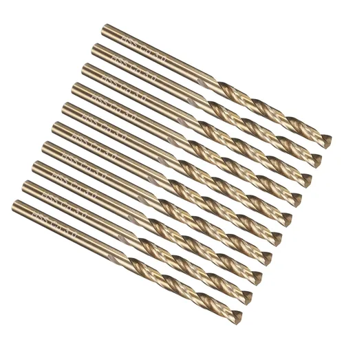 Miniatura 153 de PATIKIL Broca Jobber de 0.039 in, vástago recto M35 cobalto 5% acero de alta velocidad 135° acabado dorado para metal duro de acero inoxidable - 2